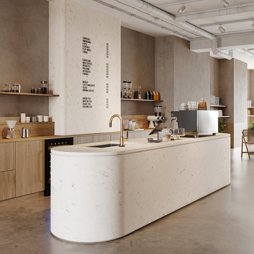 Aurora Warm Blanc, HIMACS - Solid Surface Countertops | LX Hausys US